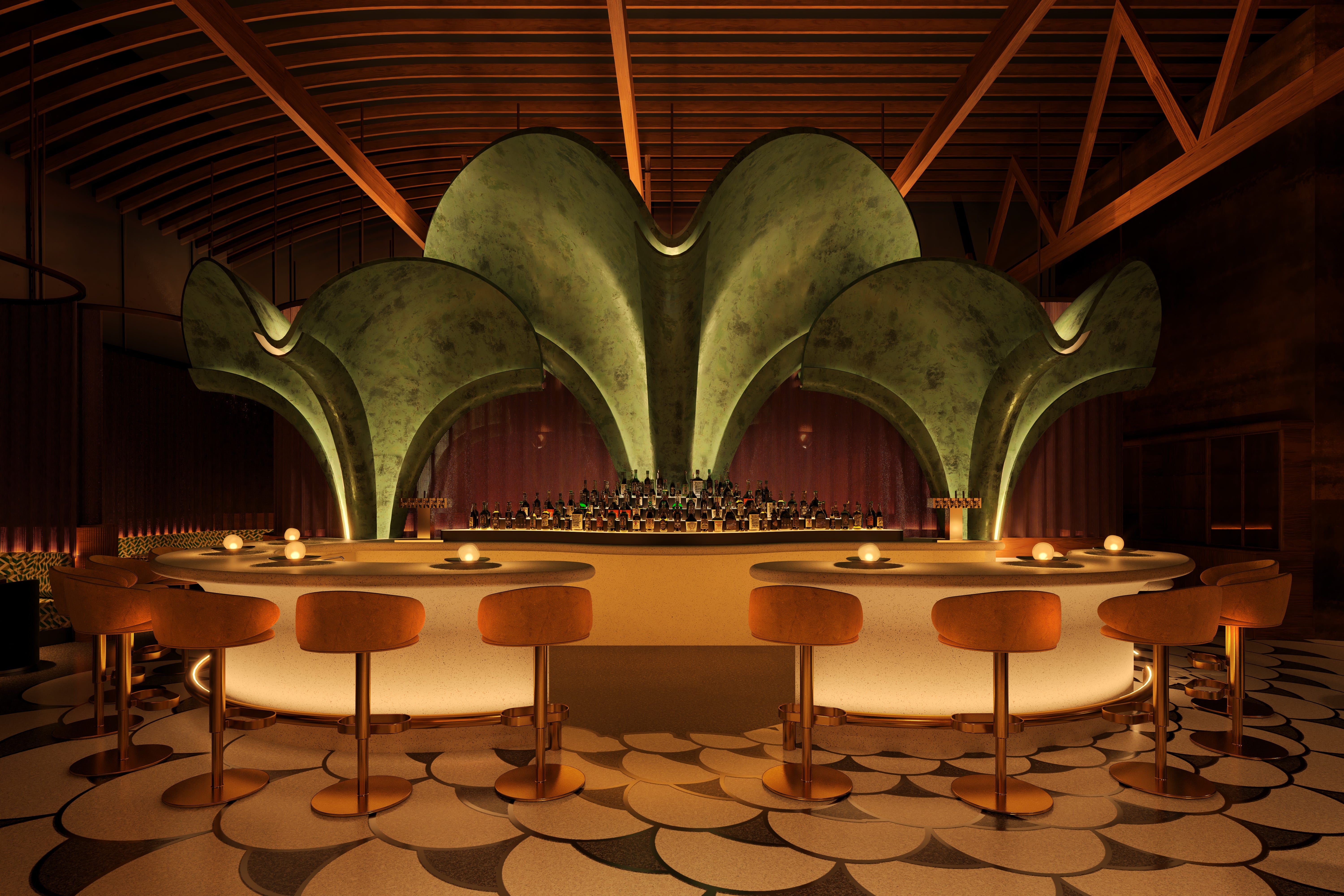 A rendering of the bar at Lucia