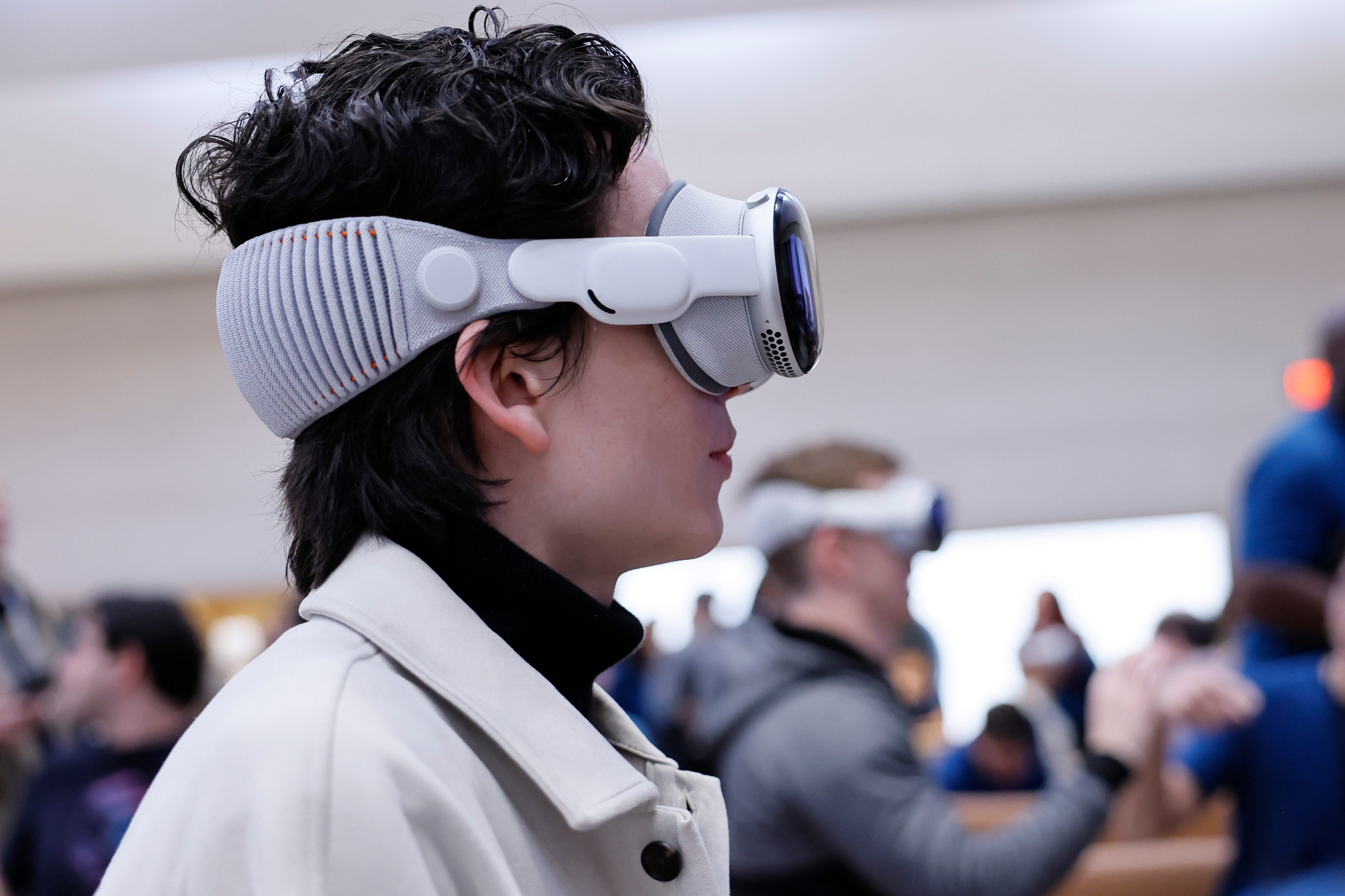 A person wearing an Apple Vision Pro