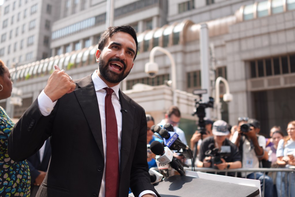 Zohran Mamdani, New York City mayoral nominee, at a news conference.