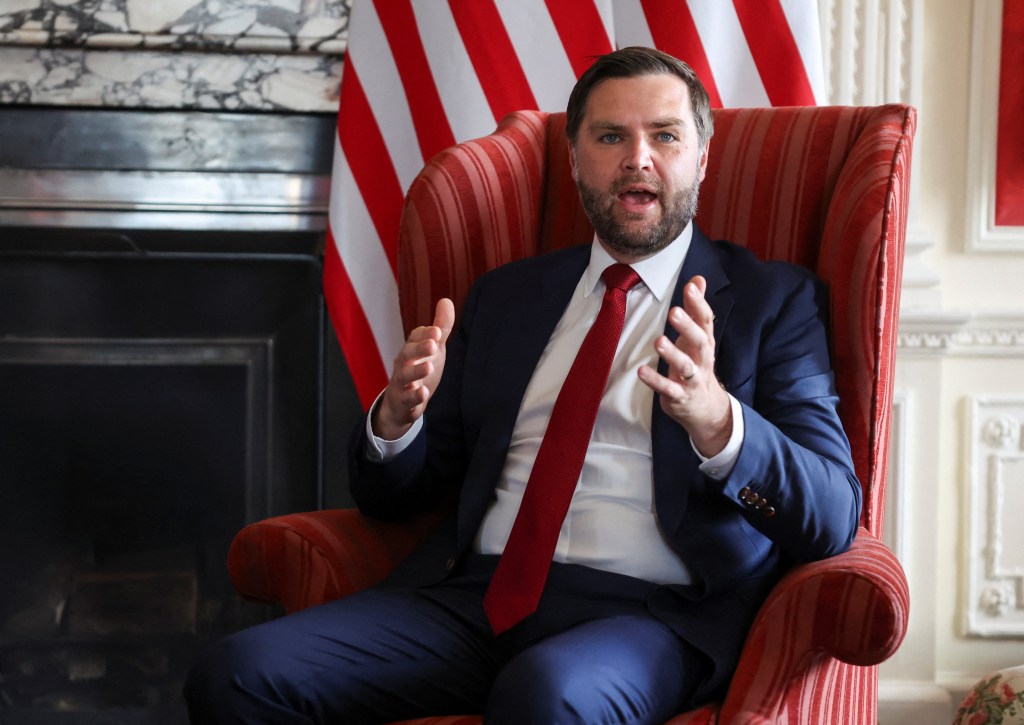 JD Vance, US Vice President, speaking during a meeting with UK Foreign Secretary David Lammy.