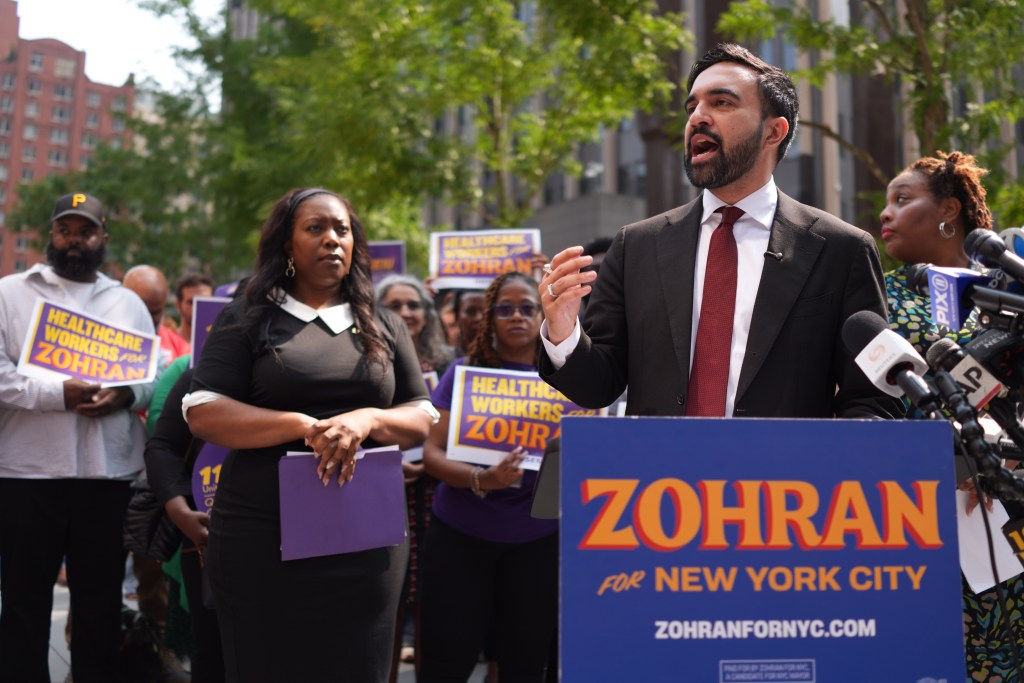 Zohran Mamdani, New York City mayoral candidate, at a news conference.