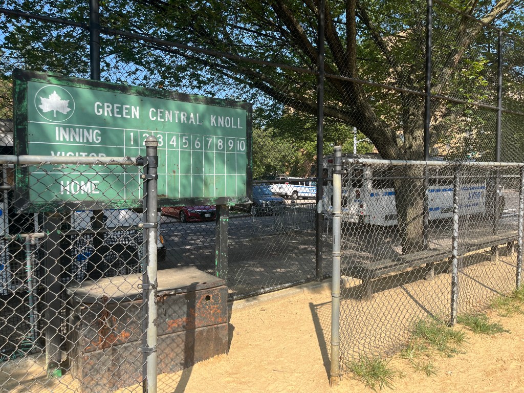 Green Central Knoll baseball scoreboard.