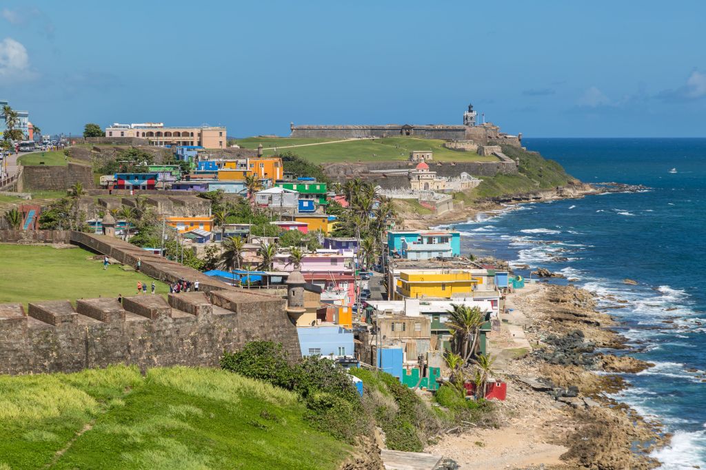 Colorful La Perla community along the Atlantic coast of Old San Juan, Puerto Rico. (