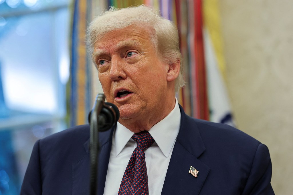 President Trump speaking at the White House.