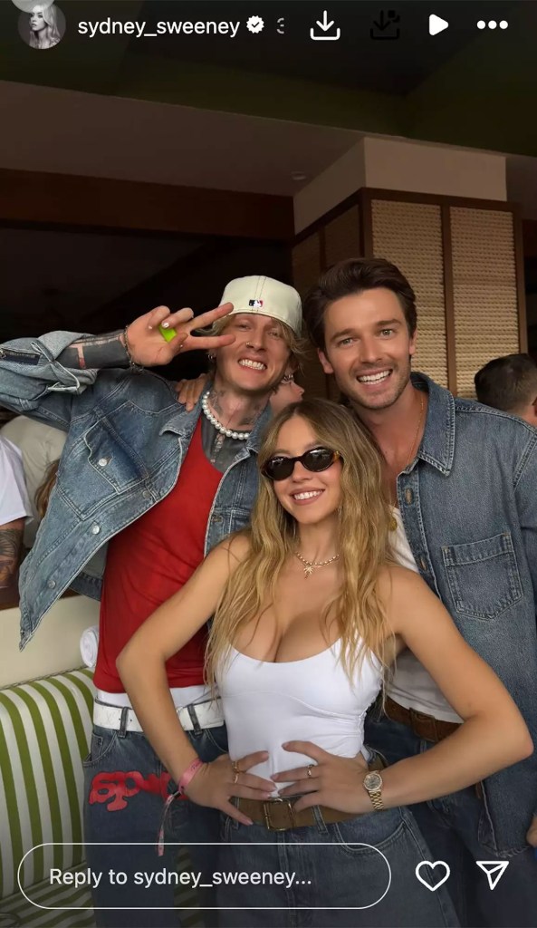 MGK, Sydney Sweeney and Patrick Schwarzenegger via Instagram in May 2025