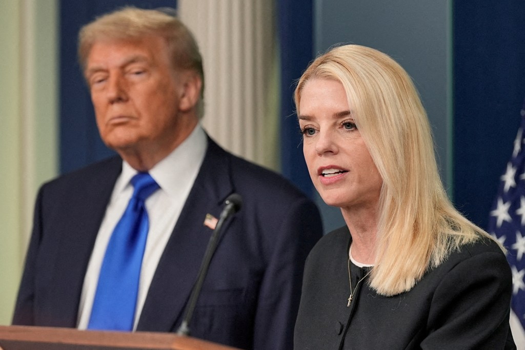 President Donald Trump and Attorney General Pam Bondi at the White House.
