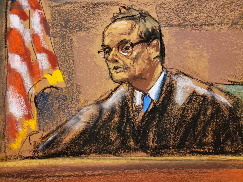 Courtroom sketch of Tekashi 6ix9ine's sentencing.