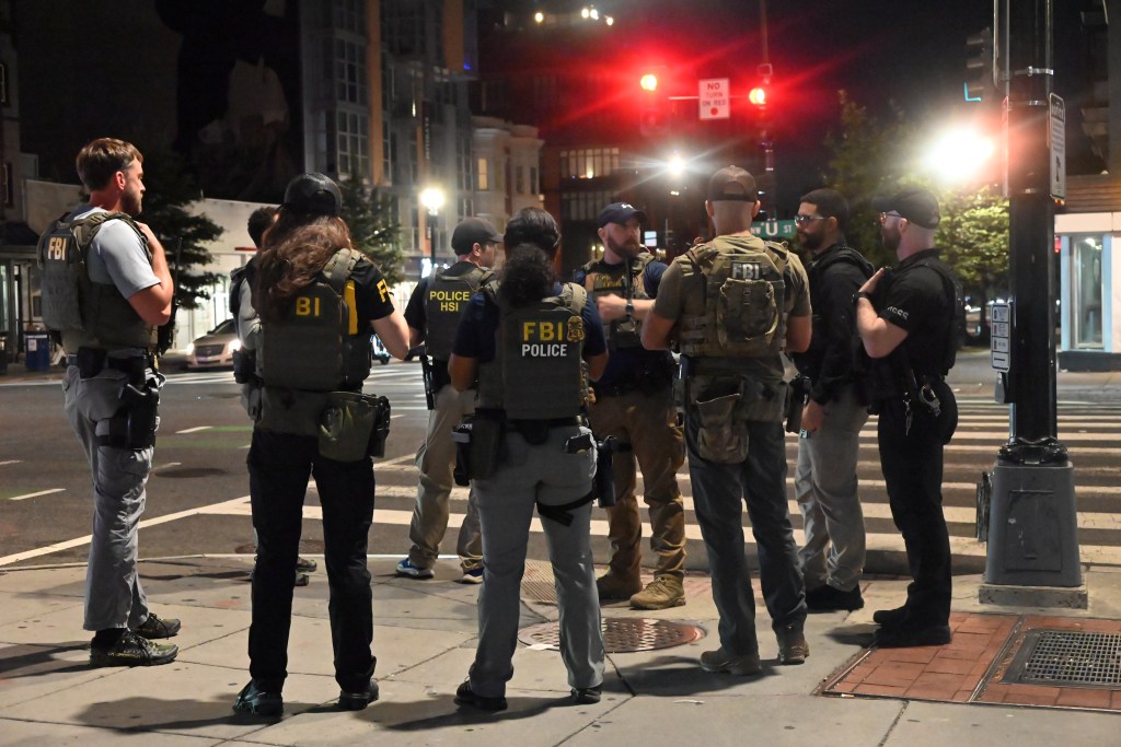 FBI, federal agents, and Metropolitan Police Department officers patrolling U Street Northwest.