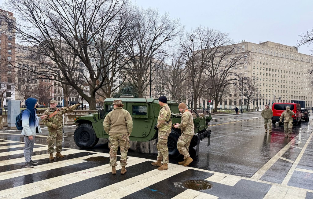 National Guard soldiers in Washington, D.C. preparing for a presidential inauguration.