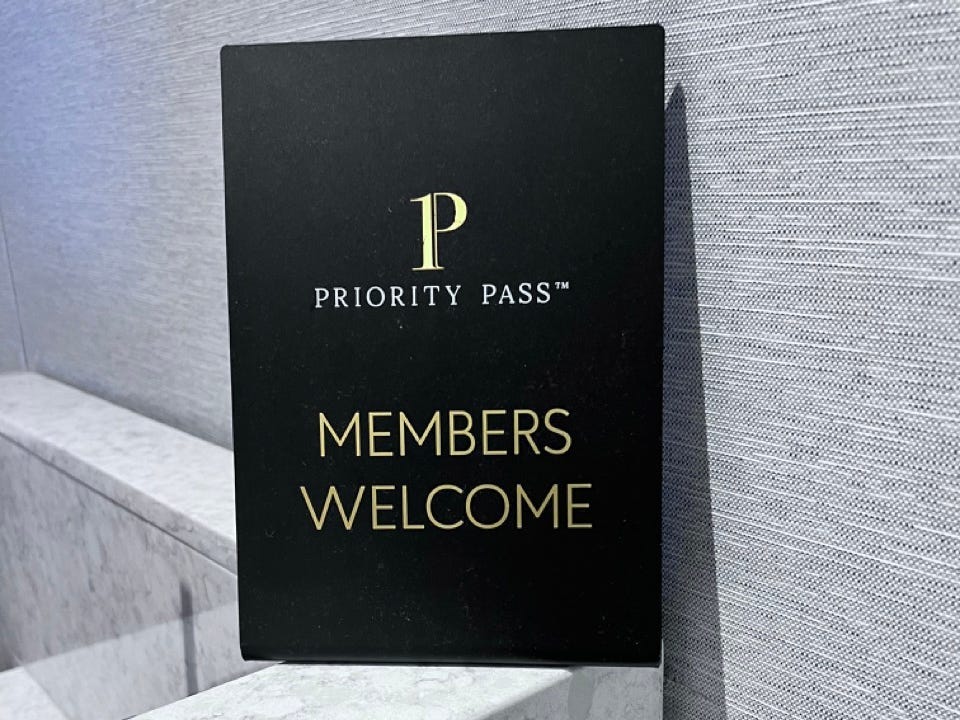 Priority Pass members welcome sign