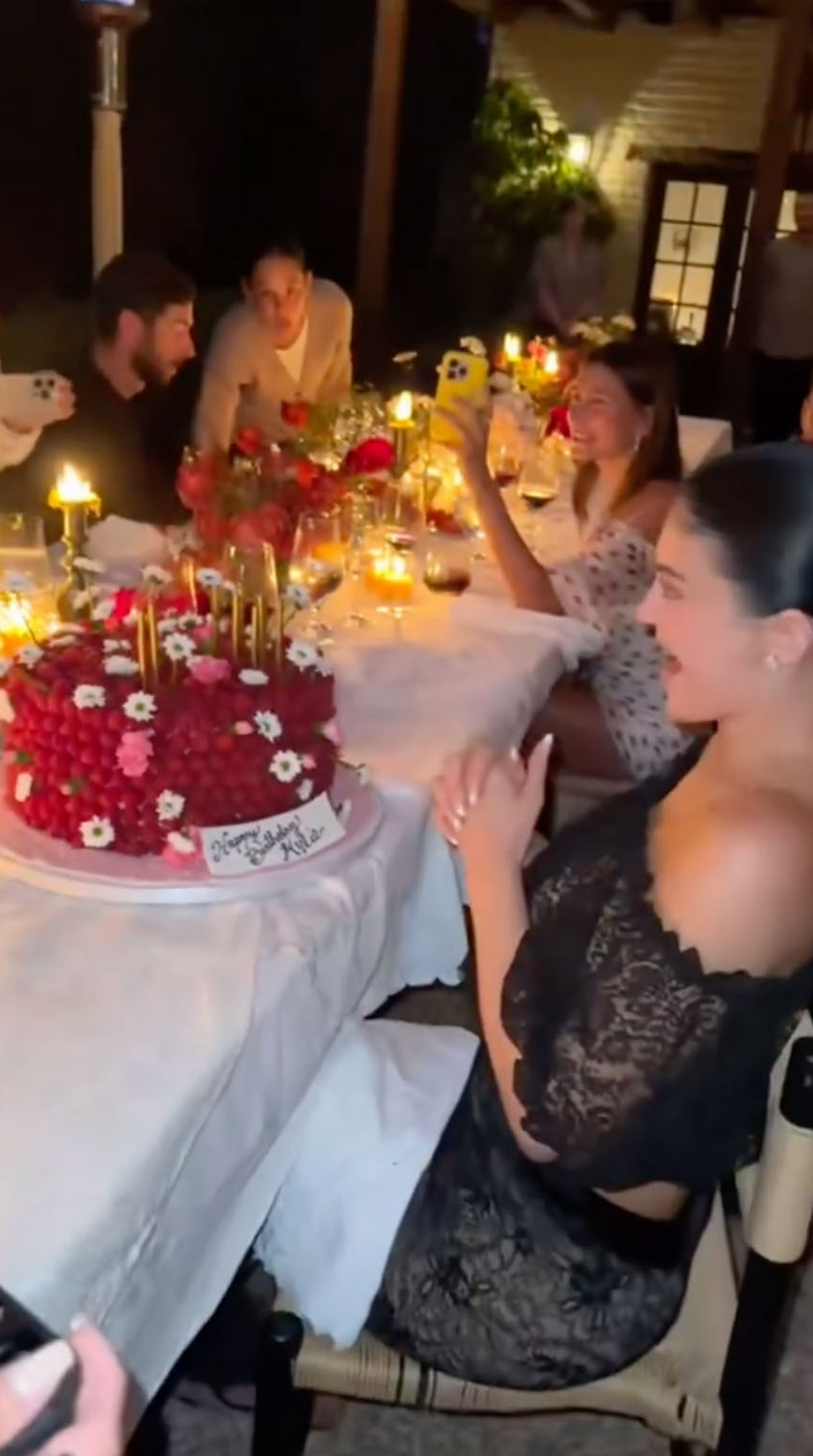 Kylie Jenner and Hailey Bieber at Kylie's birthday dinner