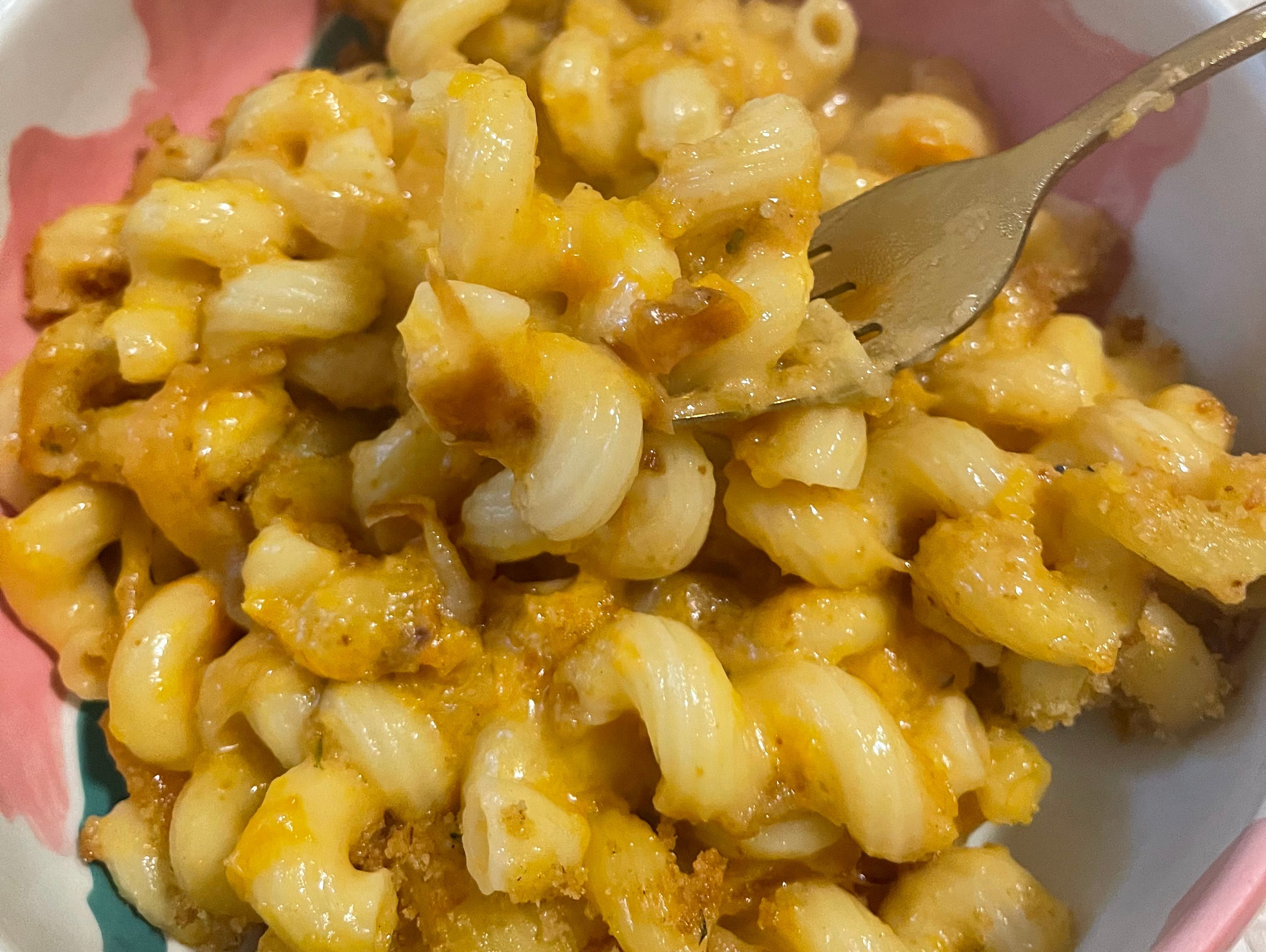 The finished butternut squash macaroni and cheese.