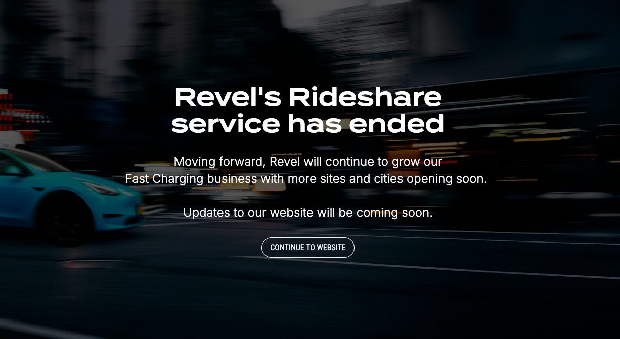 A message seen Monday on Revel's website reads: 
