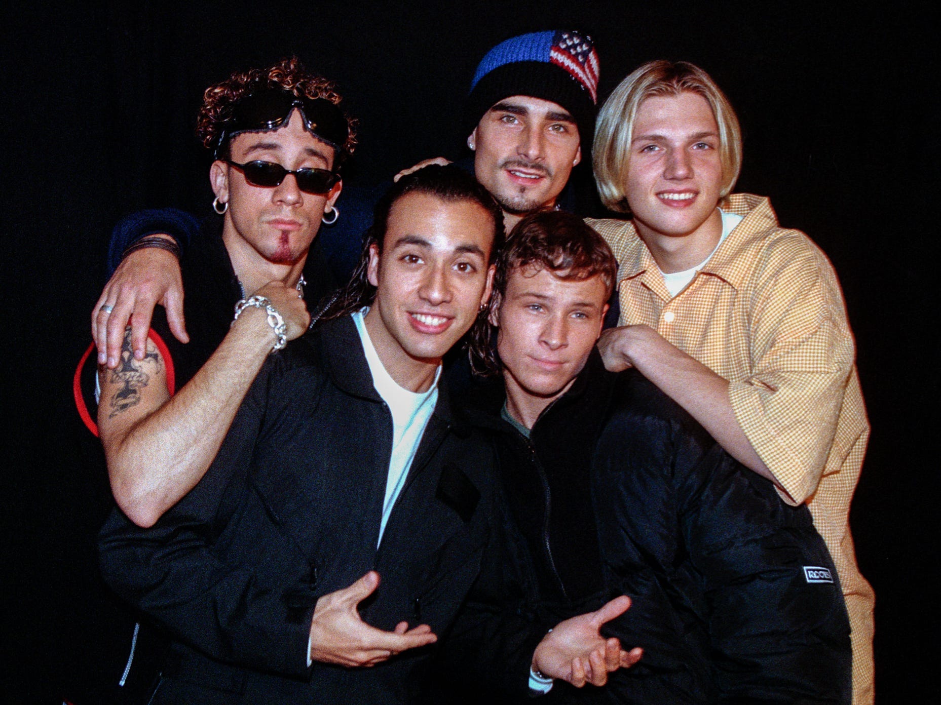 Portrait of American boy band Backstreet Boys, The Hague, Netherlands 2nd April 1998. Left to right Alexander James McLean, Howie Dorough, Kevin Richardson, Brian Littrell and Nick Carter.