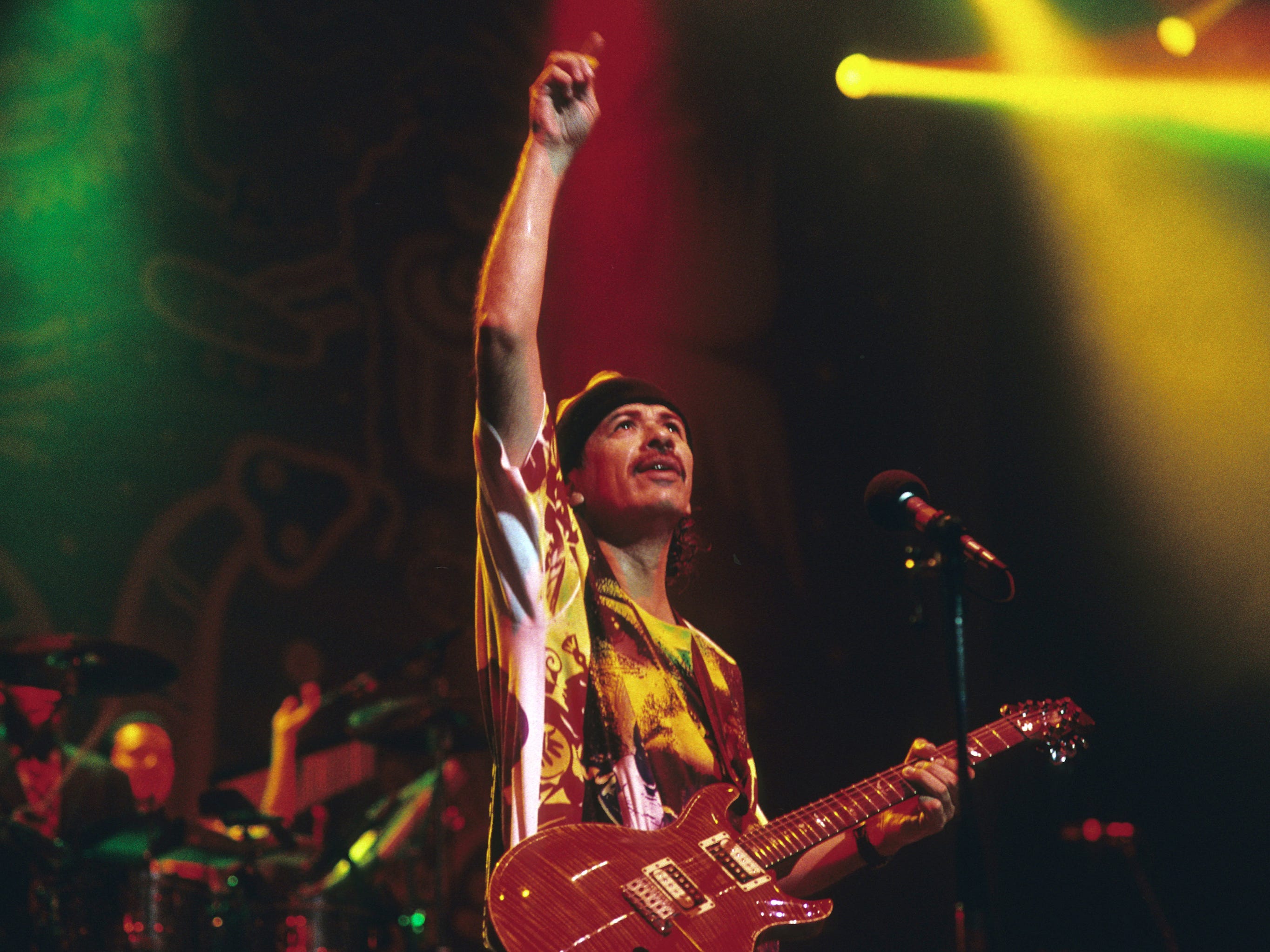 Guitarist Carlos Santana performs at The Beacon Theater on October 18, 1996 in New York City