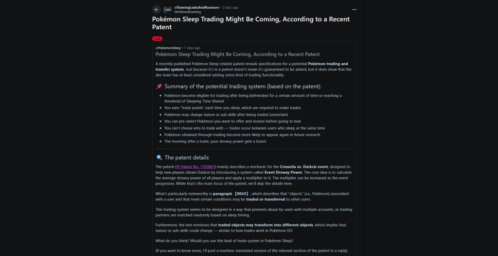 Pokemon Sleep Trading Reddit