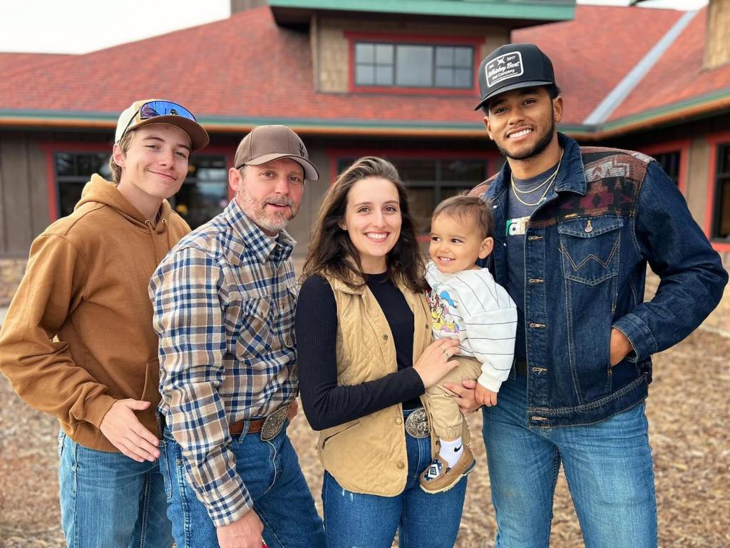 Brandon Blackstock with son Seth, daughter Savannah, Savannah's husband, Quentin Lee, and their 3-year-old son, Lake.