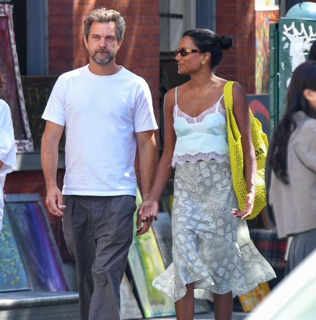 Joshua Jackson and Simone Ashley walking in NYC together.