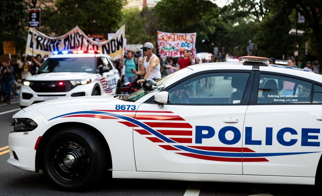 Protest in Washington, D.C. against Trump's federal takeover of the police.