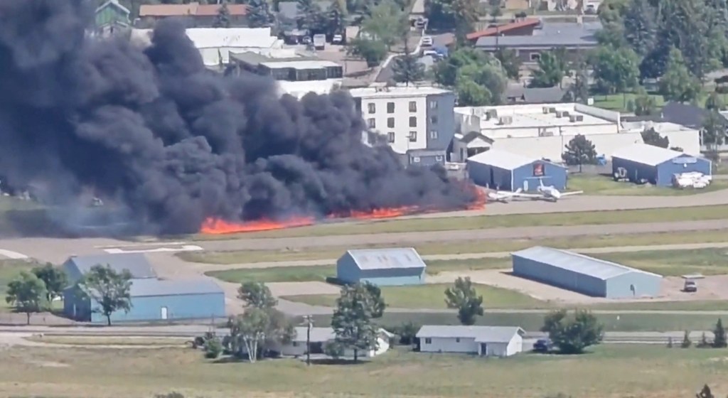 Four people miraculously survived after their small plane crash landed in Montana on Monday -- triggering a massive fire that sent huge plumes of smoke billowing into the sky.