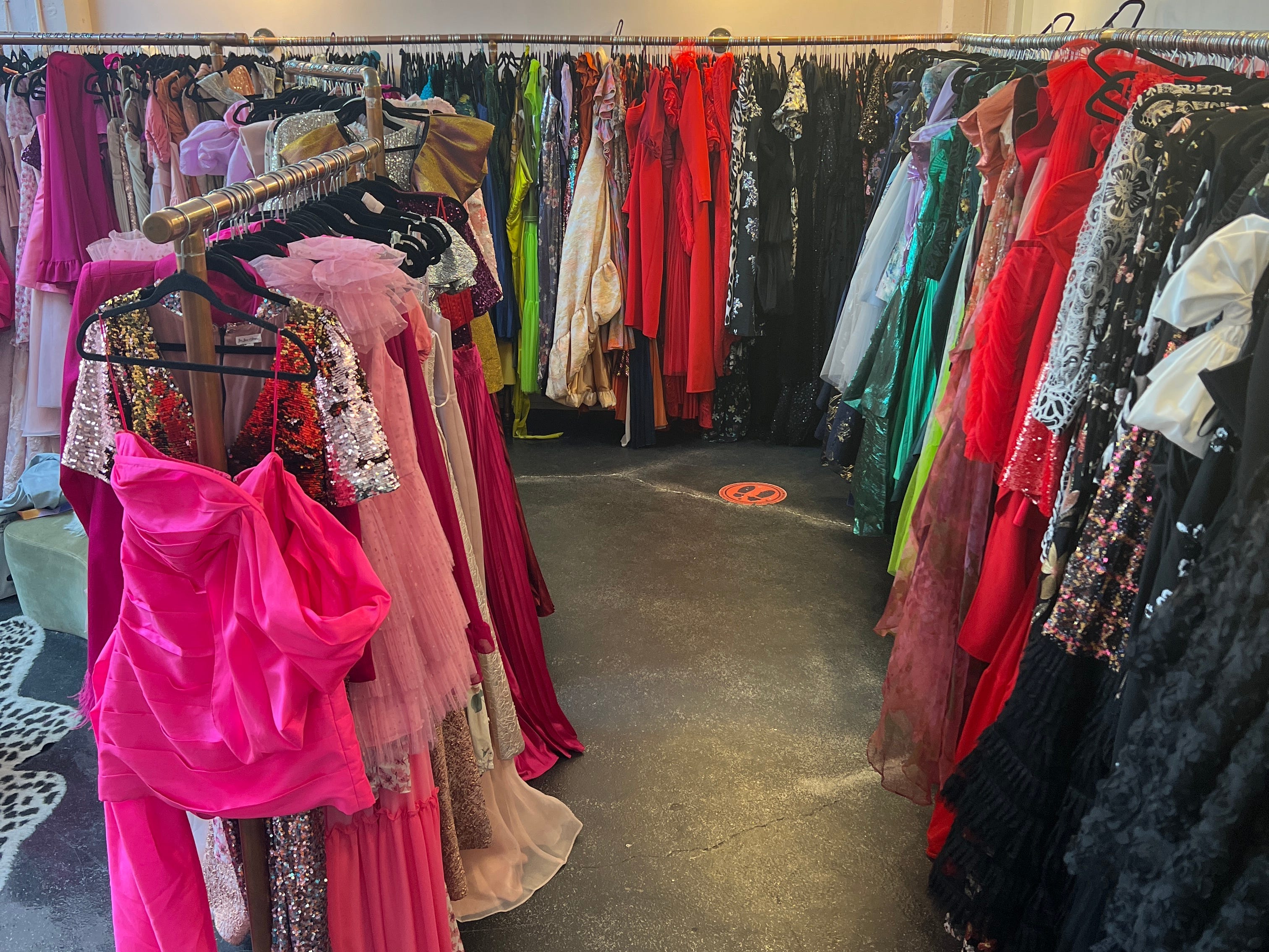 racks of dresses at the fitzroy in Toronto