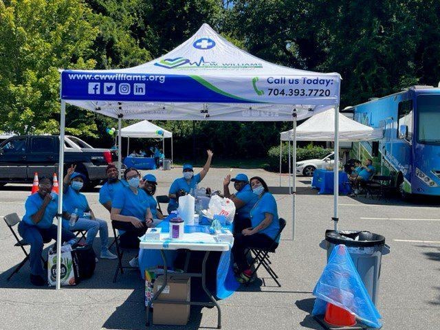 Staff at a back-to-school event.