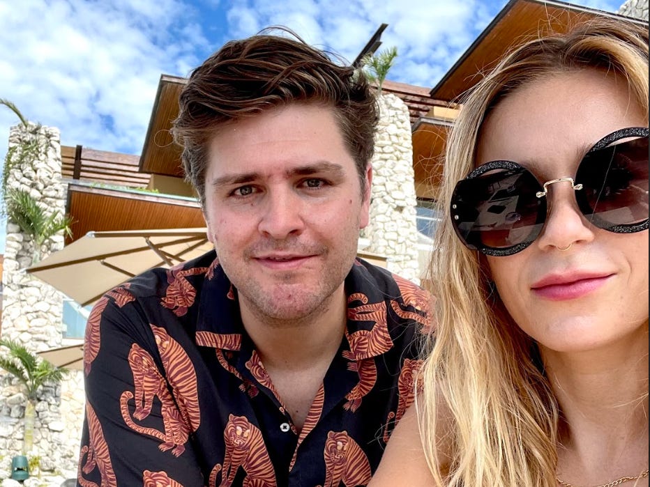 The writer and his wife in Cancun.