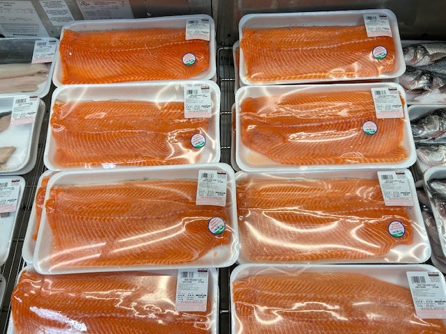 Salmon in packages at Costco