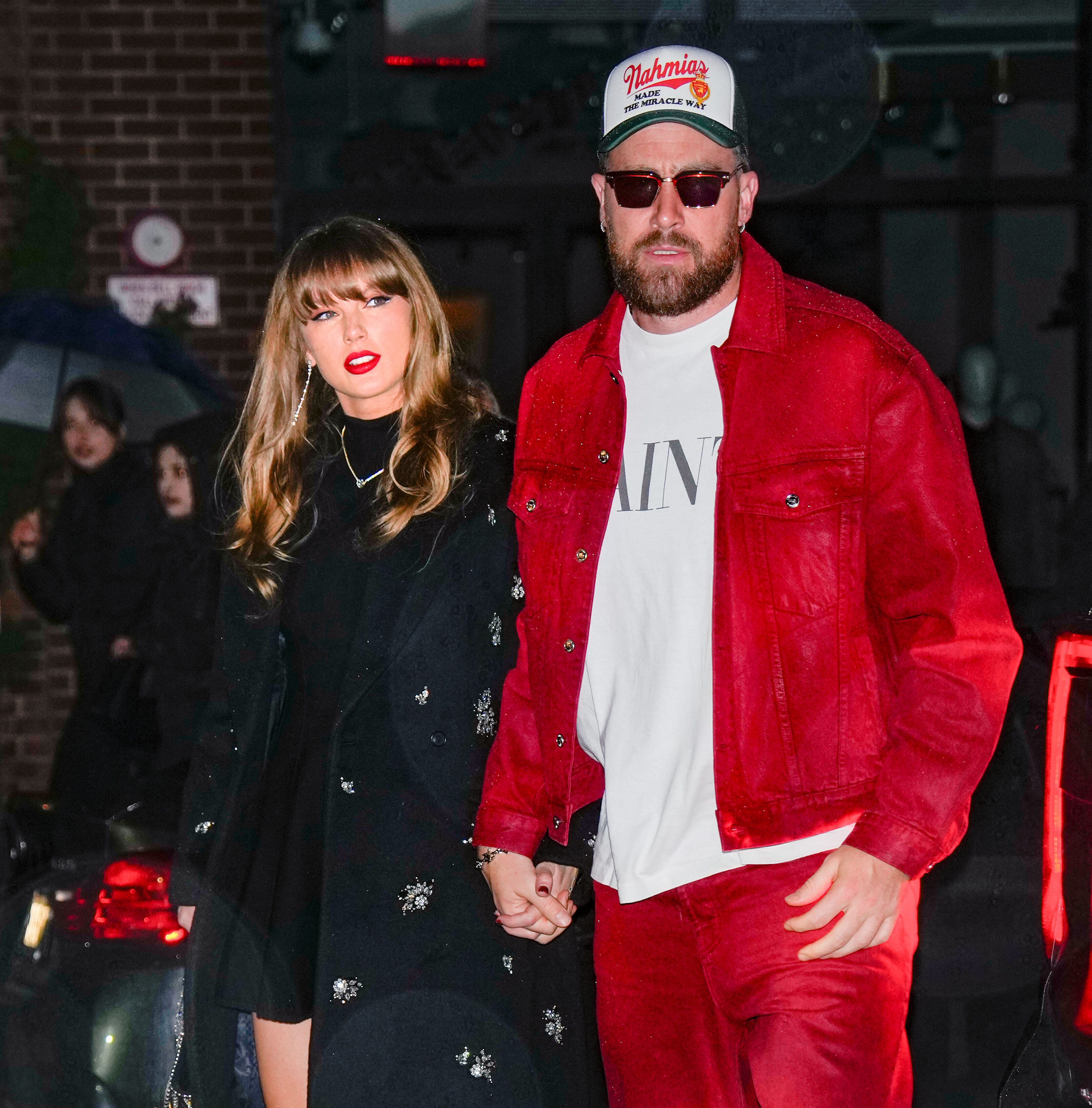 Taylor Swift and Travis Kelce photographed in New York City.