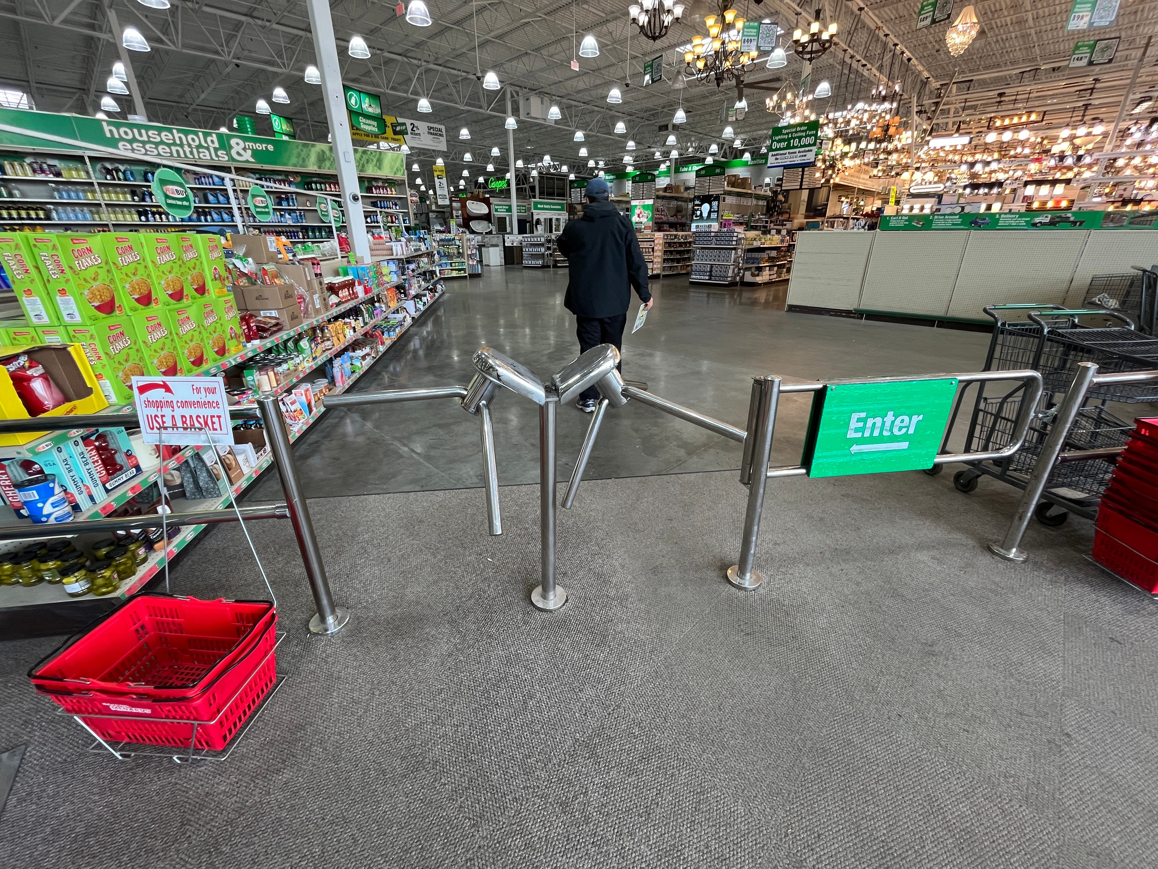The entrance to Menards.