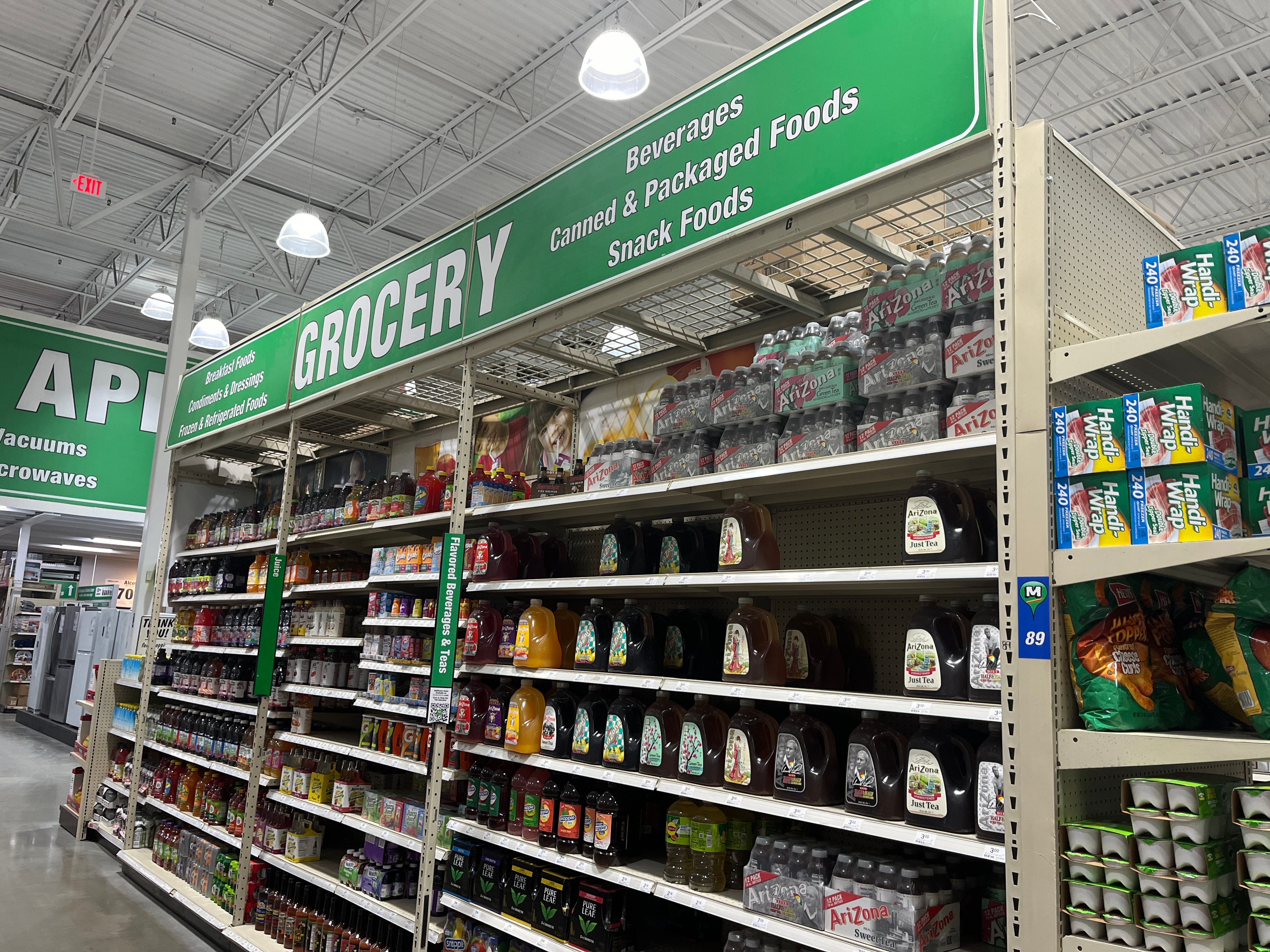 The grocery section at Menards.