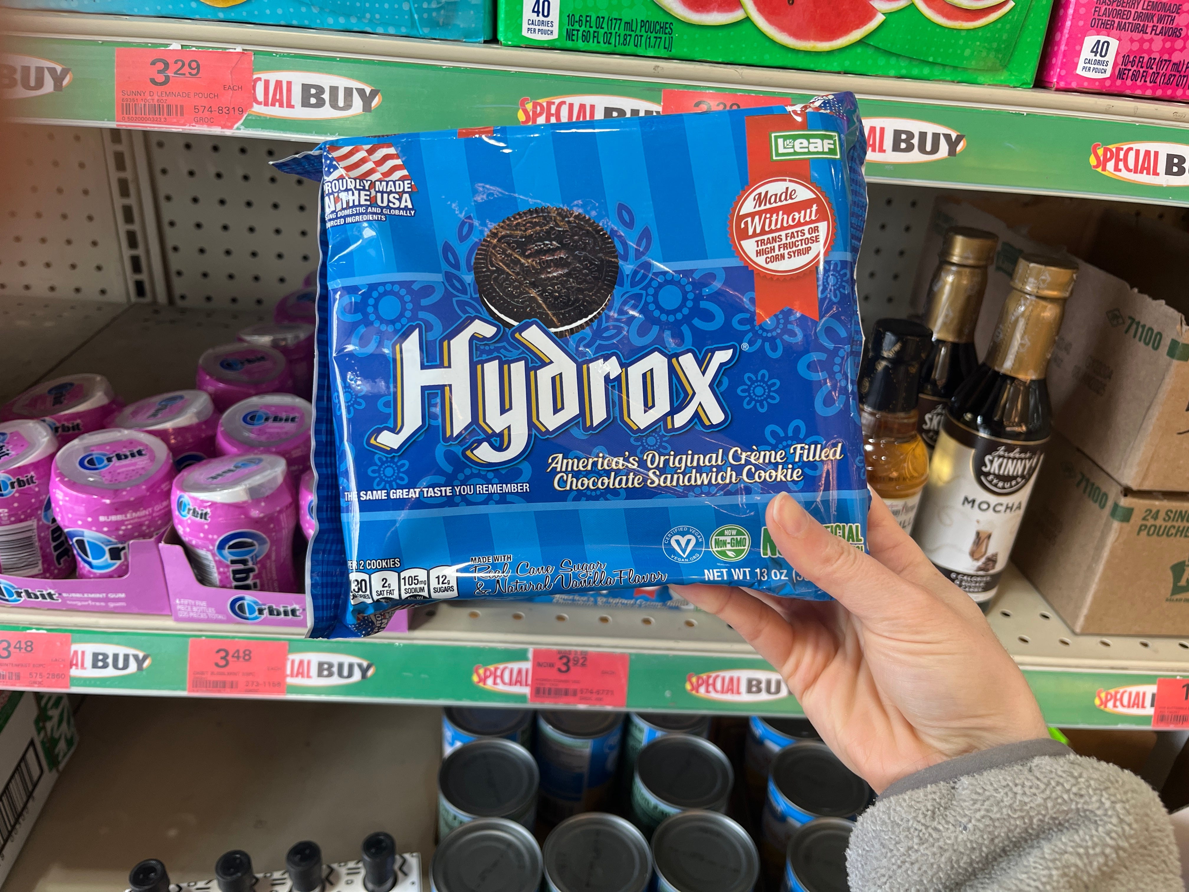 Hydrox brand sandwich cookies at Menards
