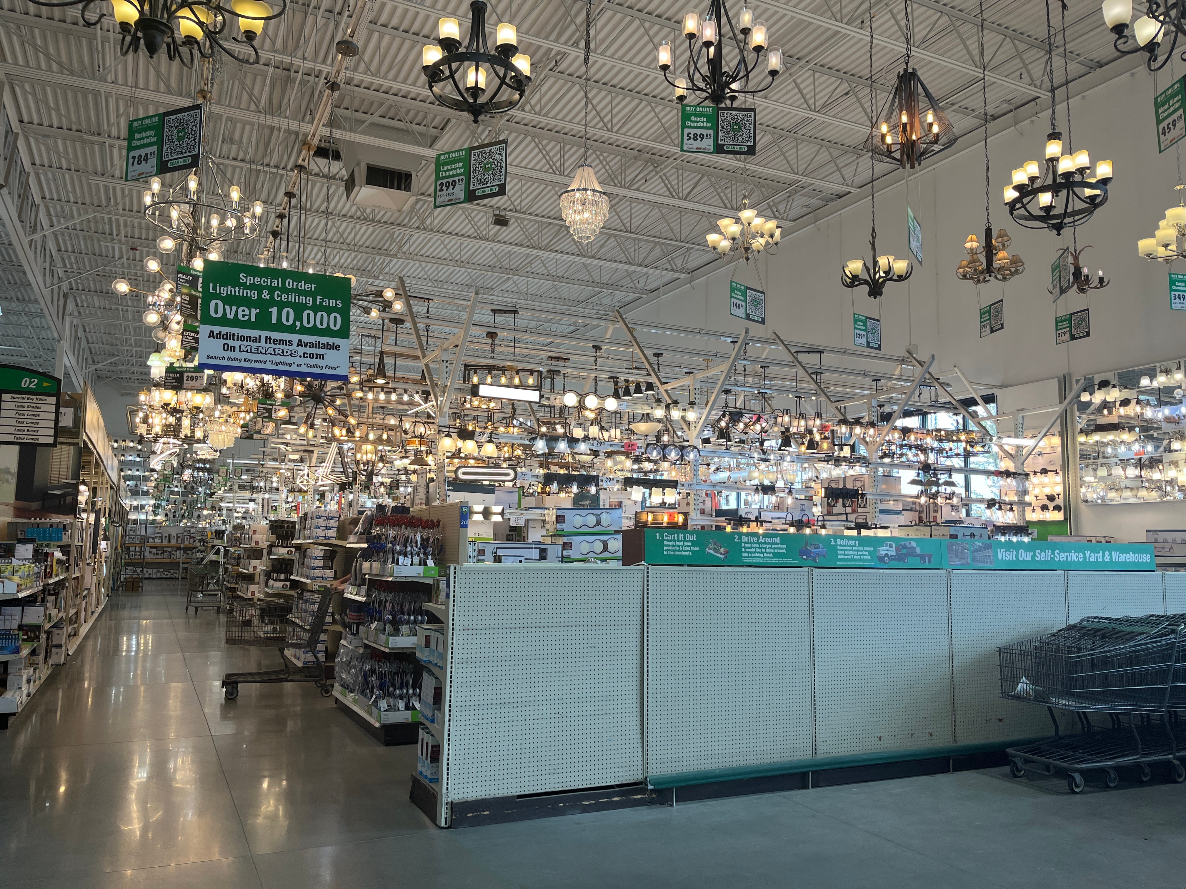 The lighting section at Menards.
