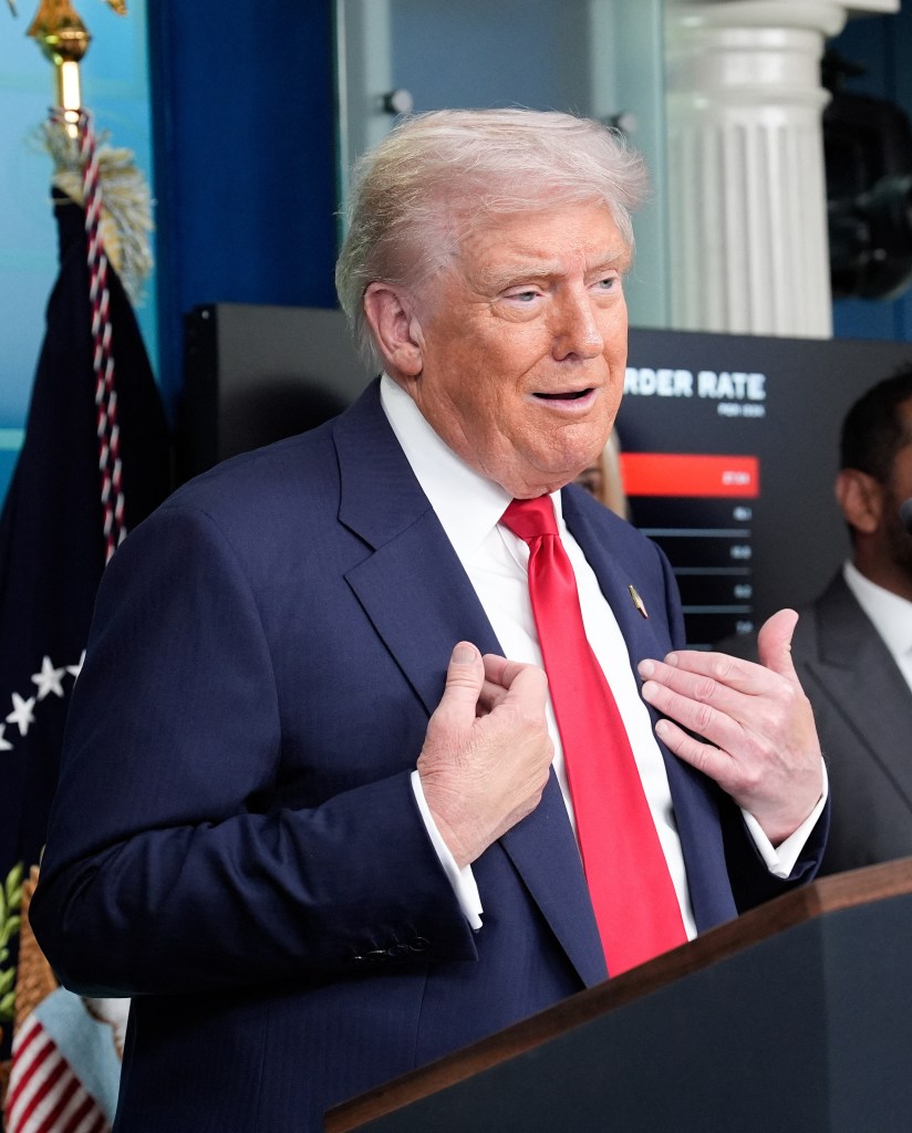 President Trump at a White House press conference.