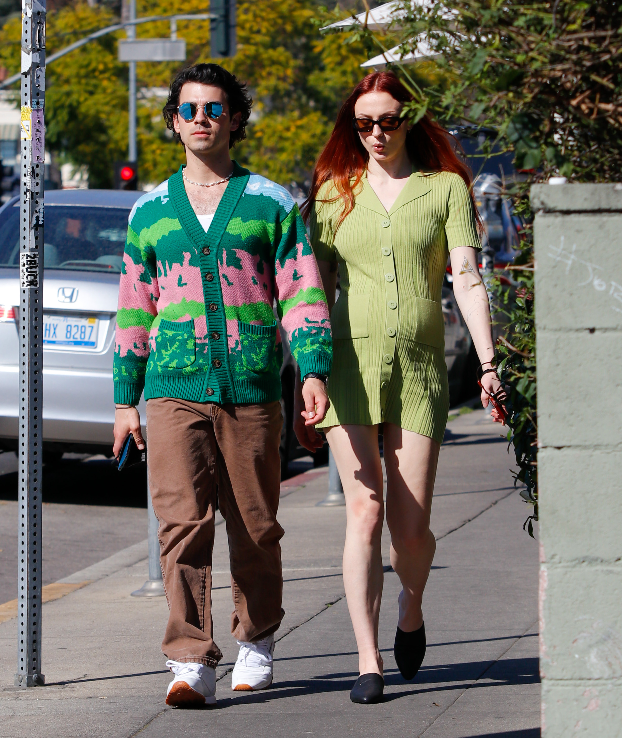 Joe Jonas and Sophie Turner on a walk. 