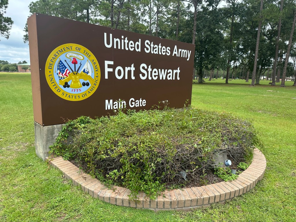 Fort Stewart main gate sign.