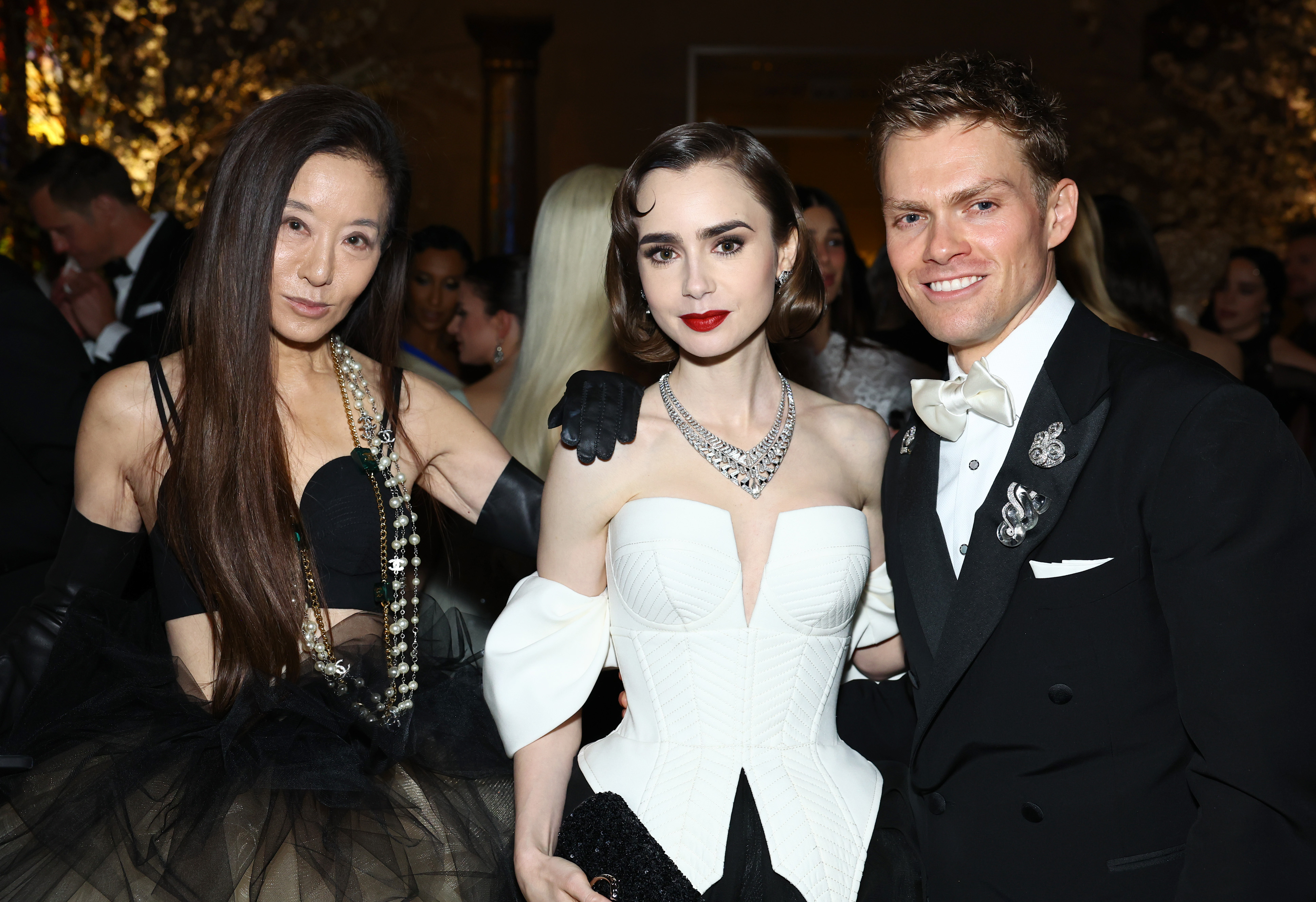 Vera Wang, Lily Collins and Mark Guiducci 