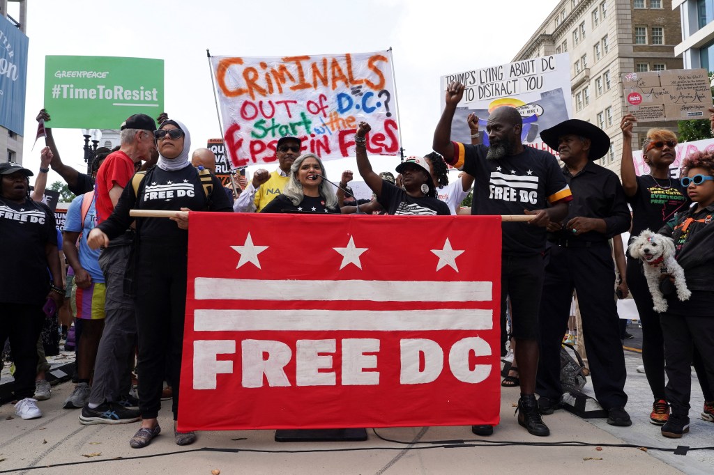 Protest against federal control of D.C. police.