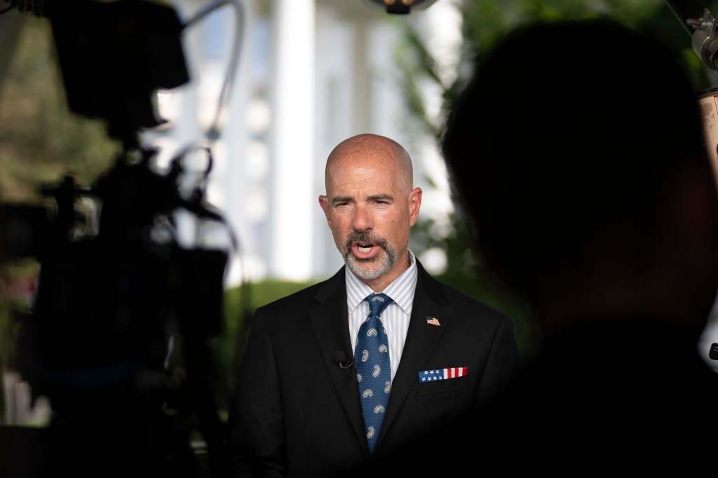 Terry Cole, DEA Administrator, giving a television interview.