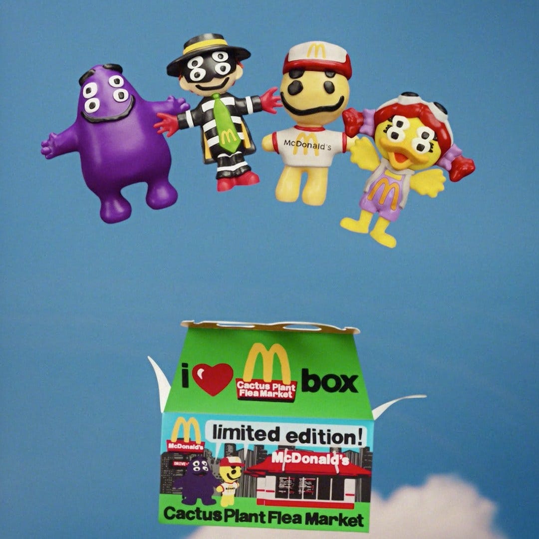 McDonald's x Cactus Plant Flea Market Happy Meal box and collectible toys