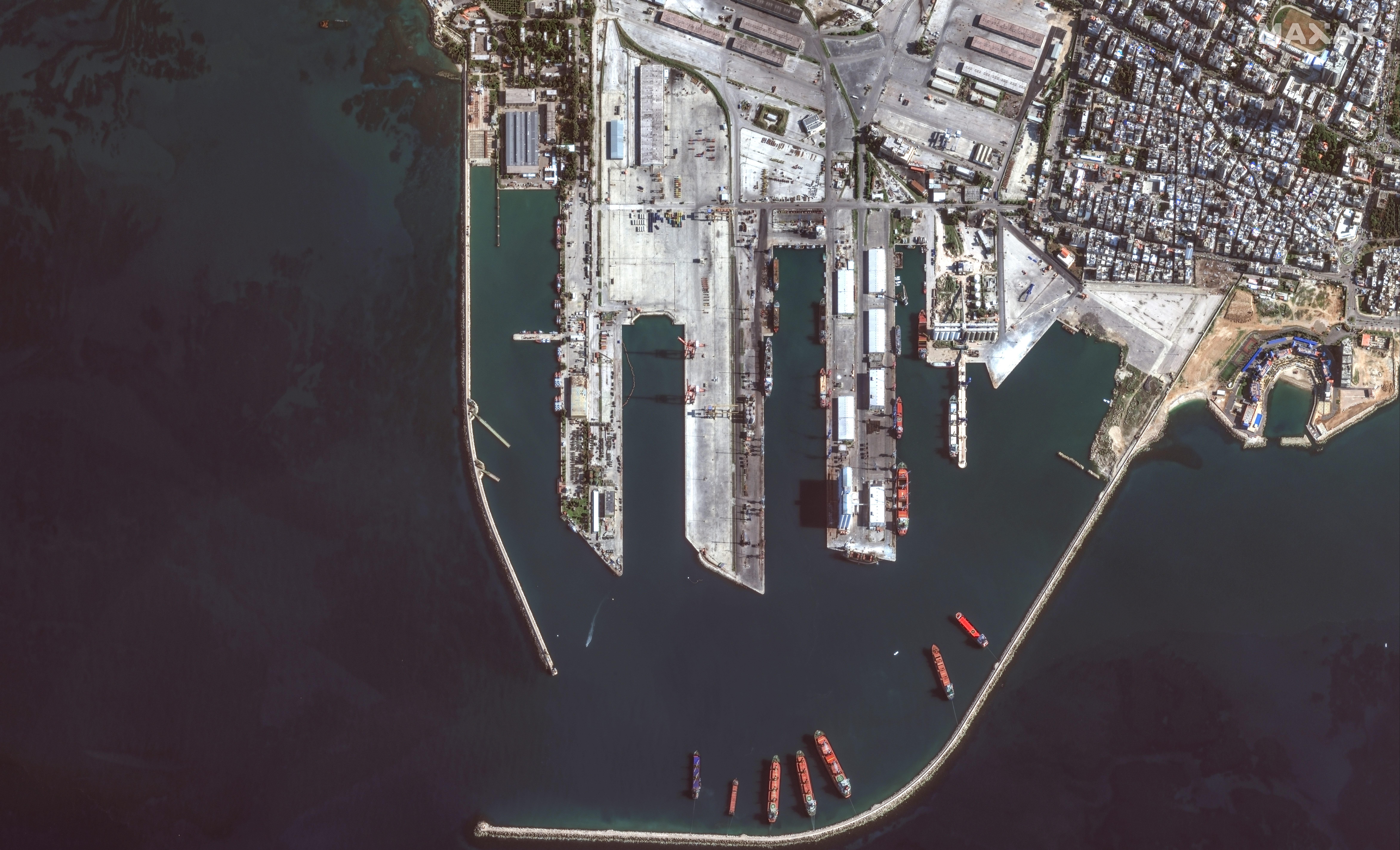 A Maxar satellite image captured on December 17, 2024, showed several ships stationed at the port of Tartus.