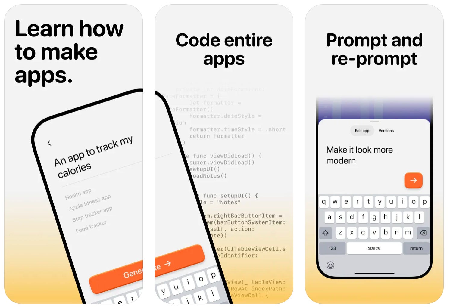 Vibecode screnshots from app store