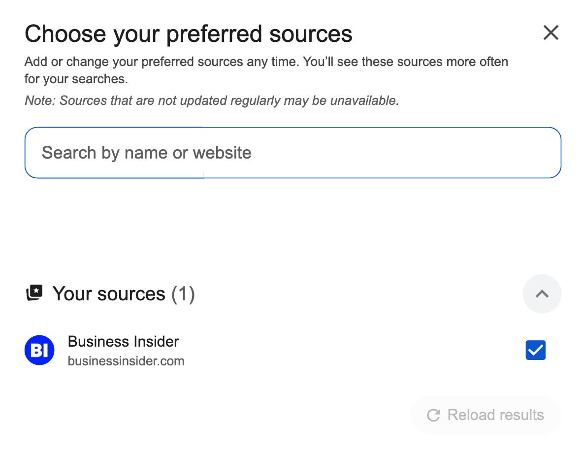 Google choose preferred sources