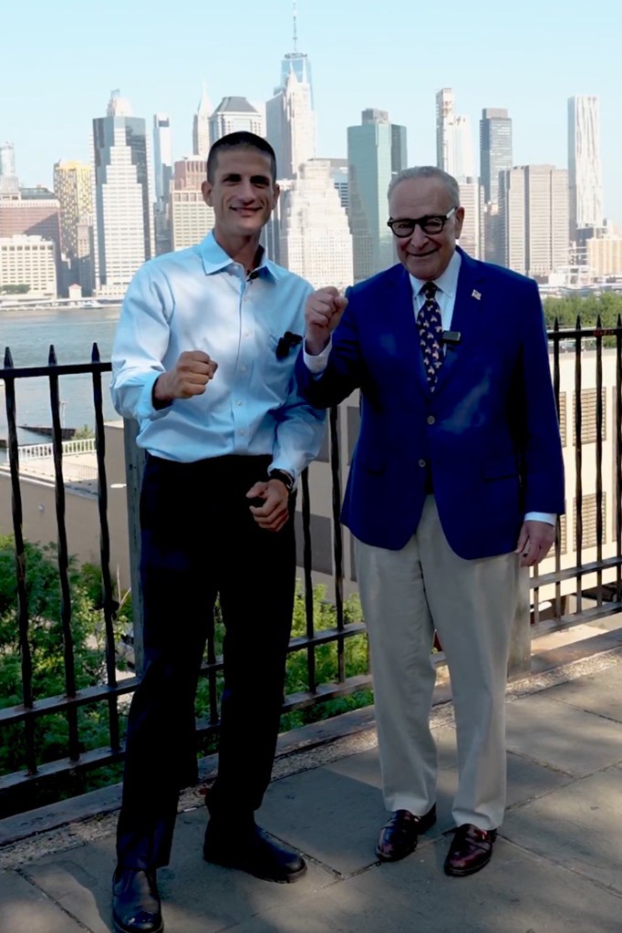 Sen. Chuck Schumer and Jack Schlossberg appeared in a video Tuesday. 