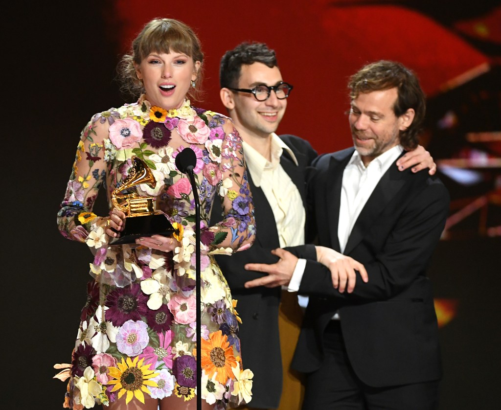 Taylor Swift and Jack Antonoff at March 2021 Grammys