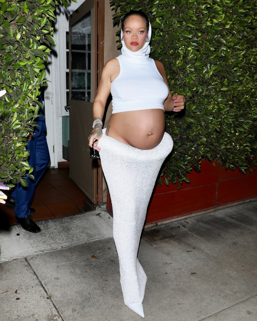 Rihanna in white crop top