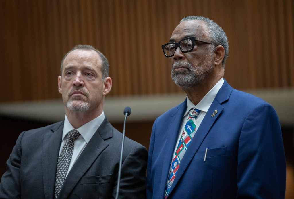 LA Councilman Curren Price and his attorney in court.