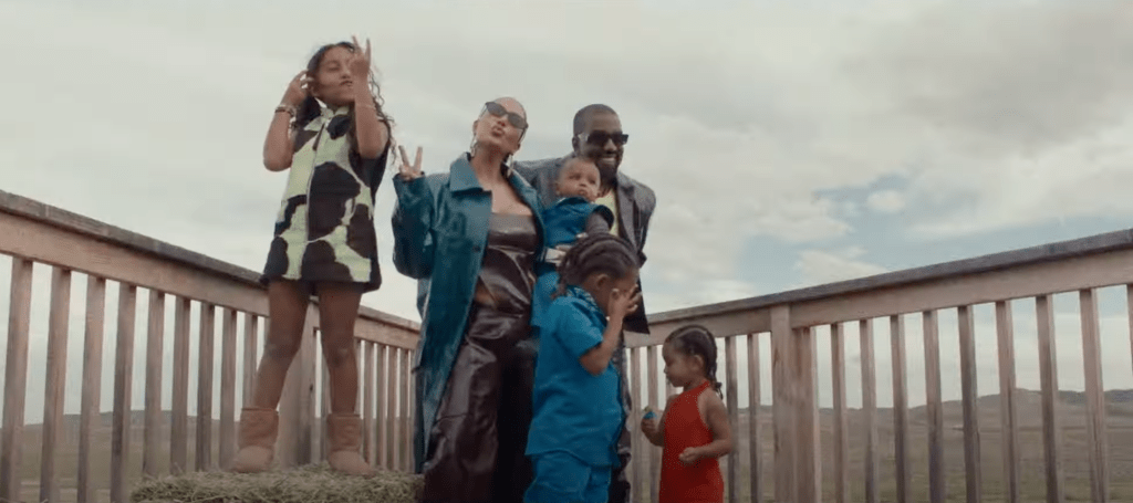 Kim Kardashian and Kanye West and their children: North, Saint, Chicago and Psalm.