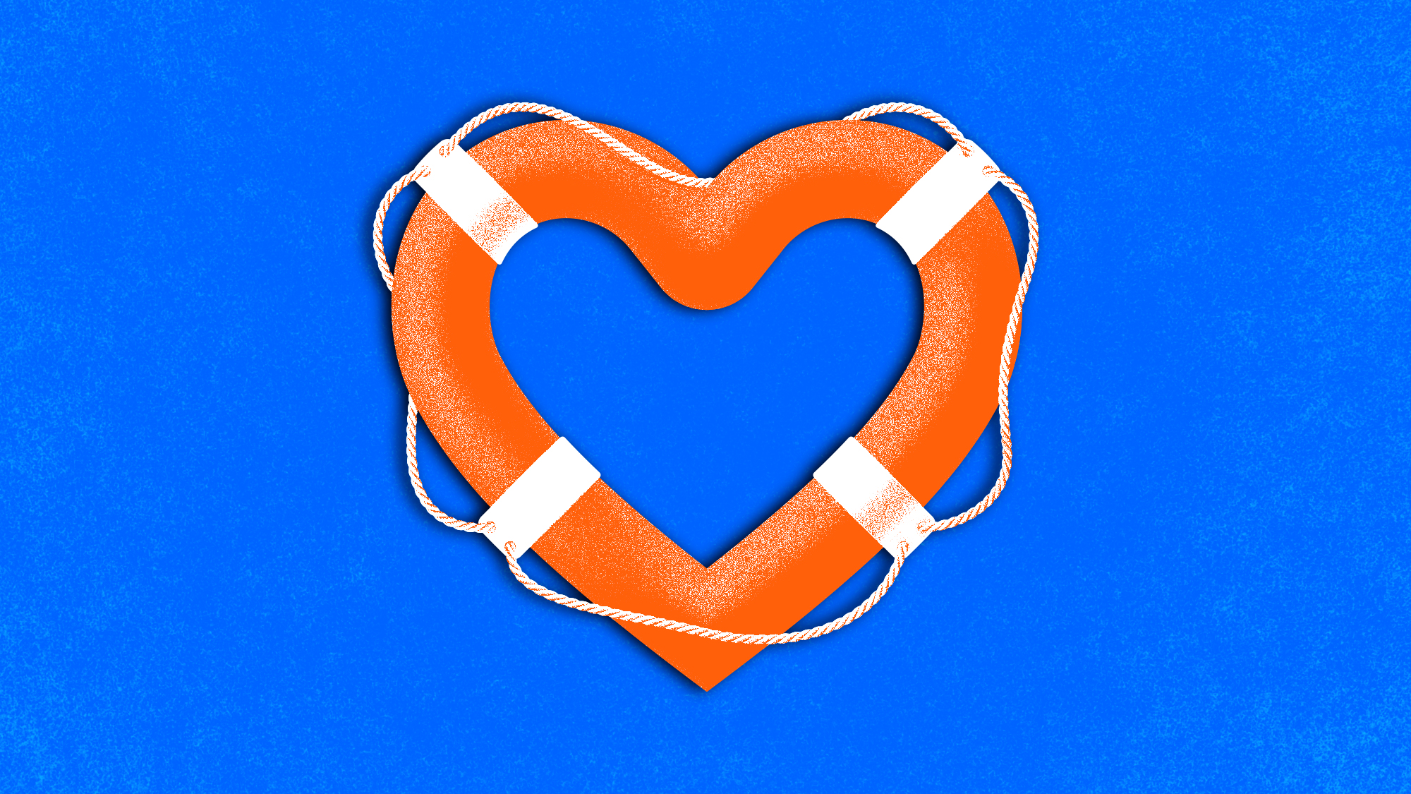 Graphic illustration of a heart-shaped life buoy