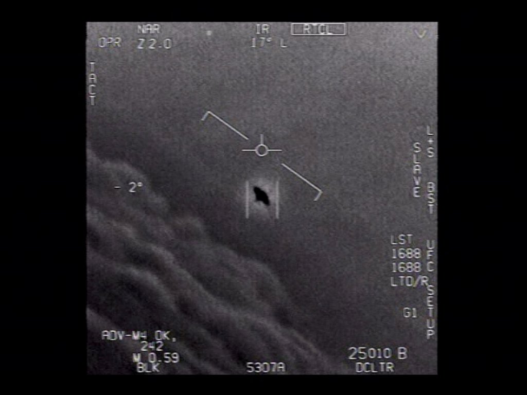 A still from a previously released unclassified U.S. government video appearing to show unidentified anomalous phenomena (UAP), as featured on the All-domain Anomaly Resolution Office (AARO) website.